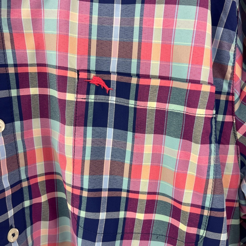 Tommy Bahama Performance Shirt Siesta Key Melbourne Madras Plaid Mens 2X - Picture 3 of 15